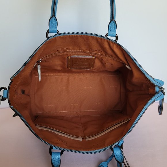 Coach Cara Pebbled Leather Satchel-Pool Color - Picture 13 of 16